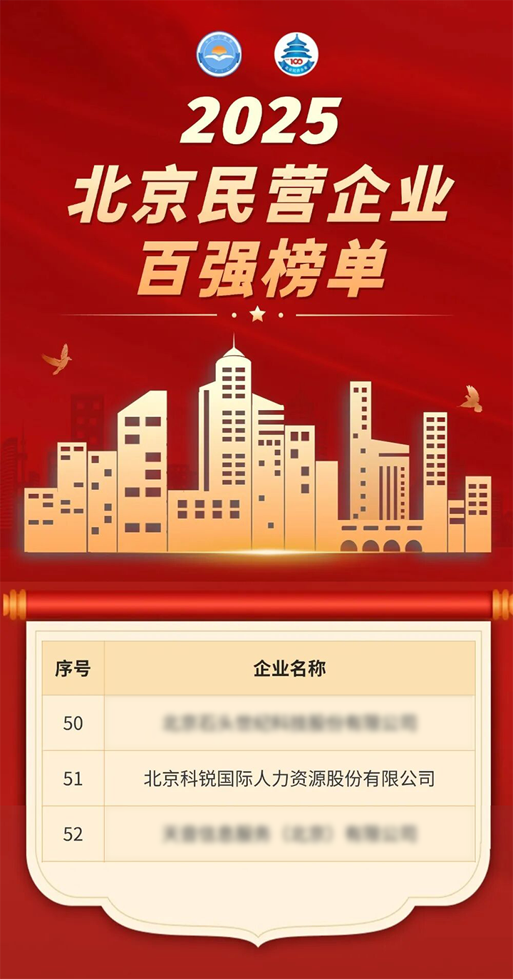 人力资源公司J9国际站 J9 国际荣登北京市工商联发布的2025北京民营企业百强榜单